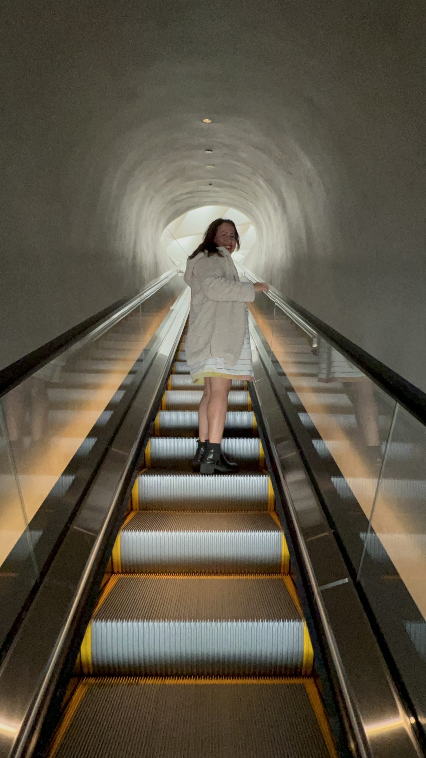 At the Broad Museum in comfortable boots.